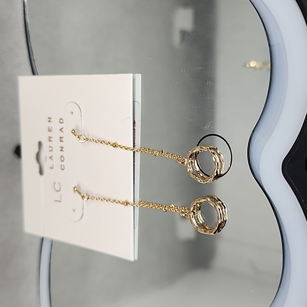 LAUREN CONRAD GOLD TONE  DROP CHAIN  EARRINGS